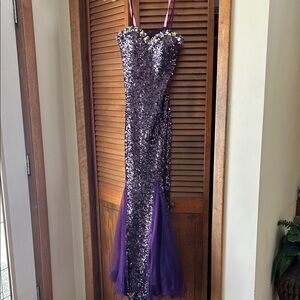 Elegant Purple Sequin Prom Dress